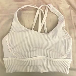 Lululemon Energy Longline Bra - Ribbed Luxtreme Med support B-D - white - size 4
